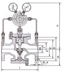 YK43X/F/Y型先导活塞式气体减压阀结构示意图