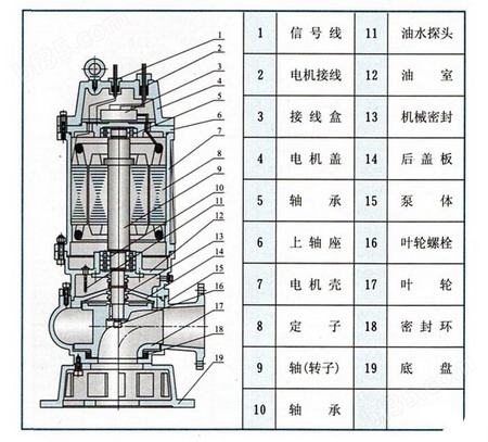 QWP不锈钢潜水泵结构图