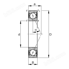主轴轴承 B7002-E-2RSD-T-P4S, 调节，成对安装，接触角 α = 25°，两侧唇密封，非接触，限制公差