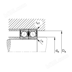 主轴轴承 B7002-E-2RSD-T-P4S, 调节，成对安装，接触角 α = 25°，两侧唇密封，非接触，限制公差
